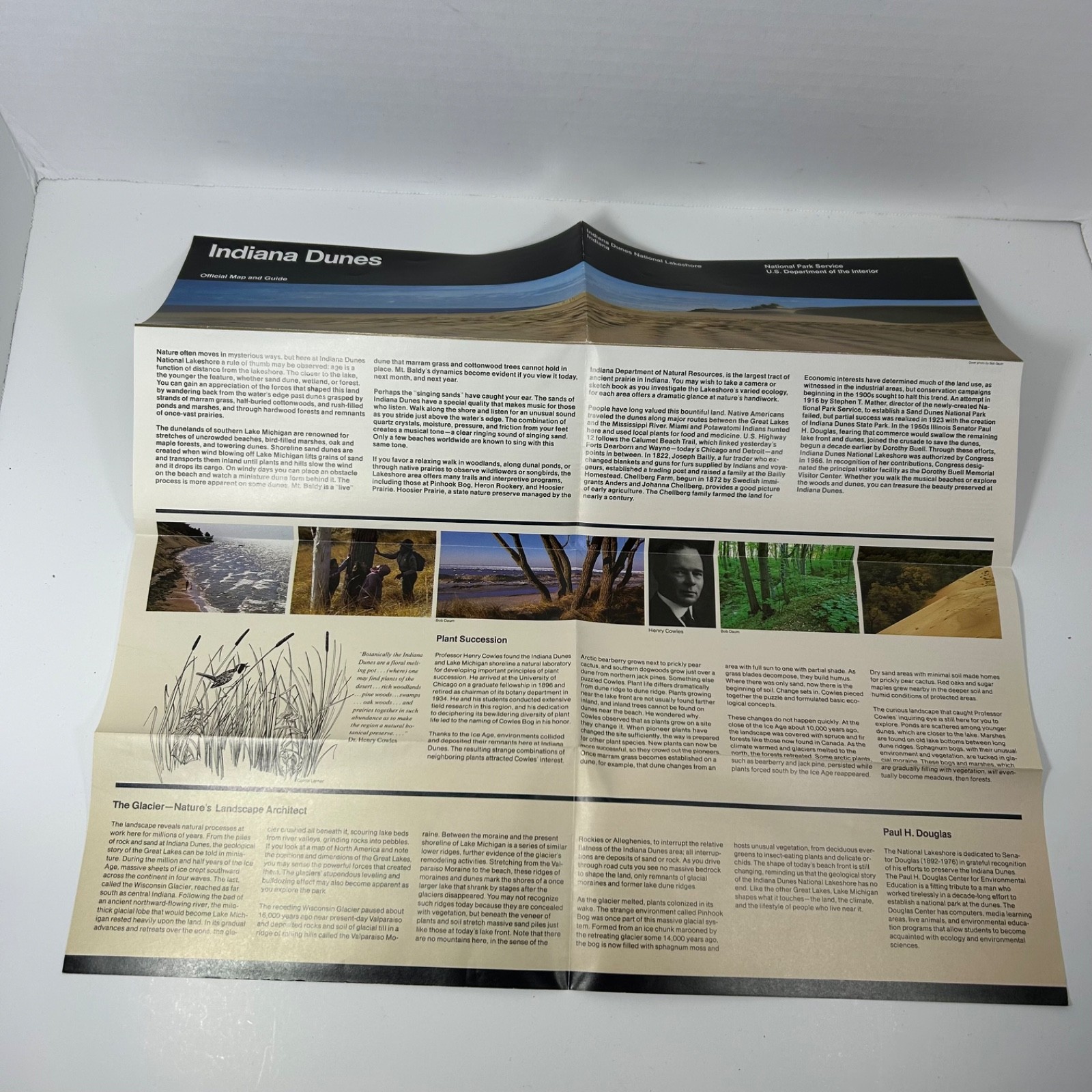 1995 Indiana Dunes Lakeshore National Park Service Travel Brochure Map Color OOP