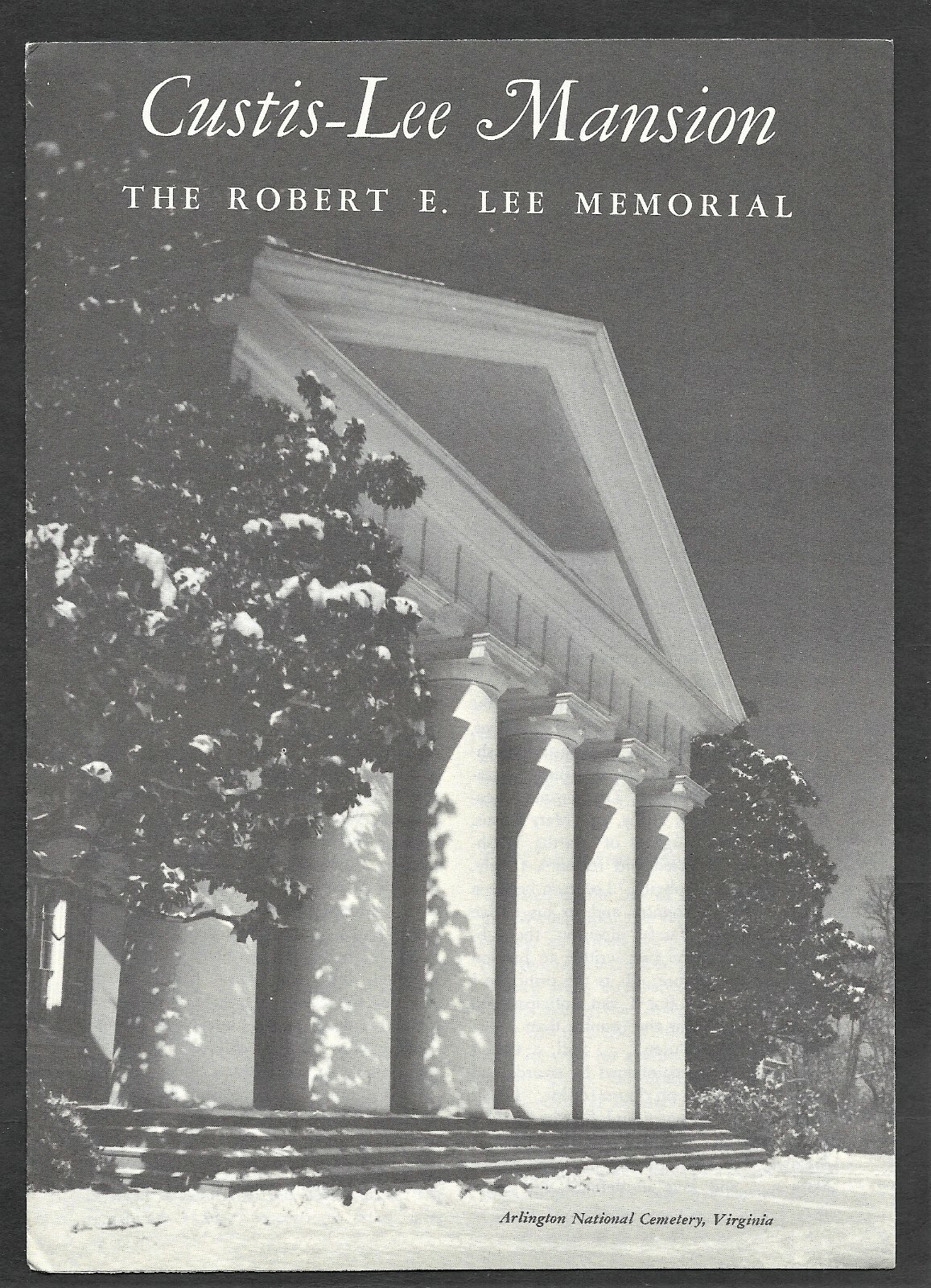 1956 Curtis-Lee Mansion Robert E. Lee Memorial Visitors Brochure