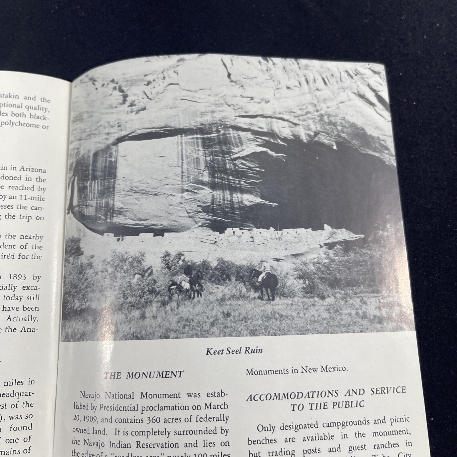 Vintage 1951 Navajo National Monument Brochure Pamphlet Map Guide Info booklet