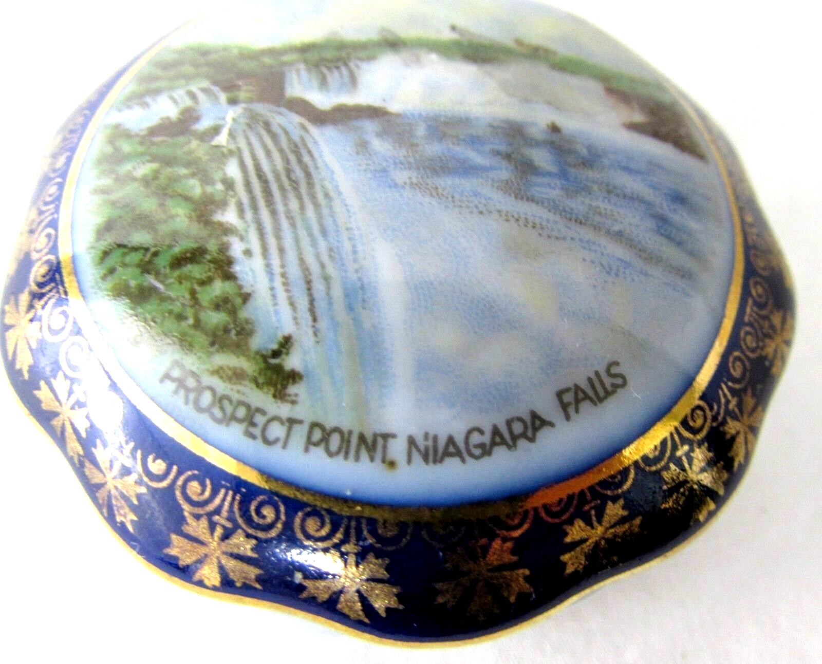 Vintage Elfinware Hand Painted Prospect Point Niagara Falls Lidded Box Germany