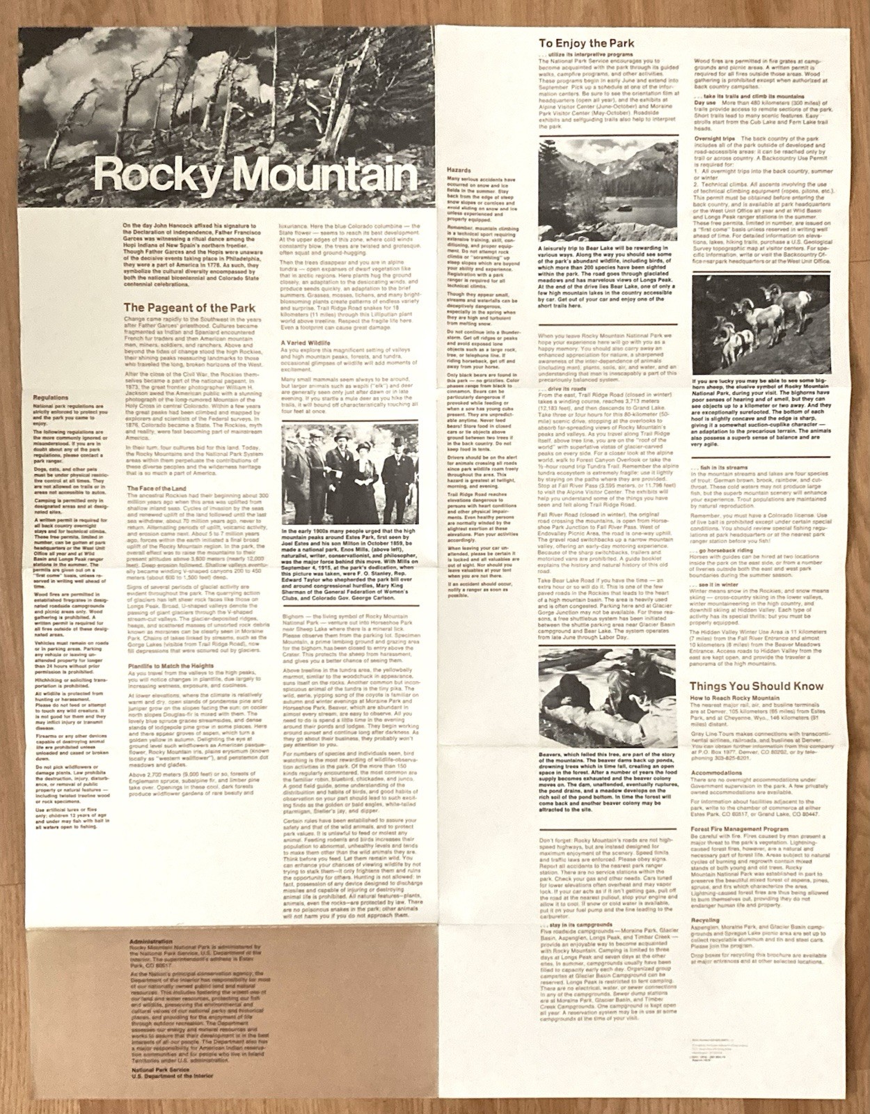 1979 Rocky Mountain National Park Map Trail Map Park Info Wall Decor RARE
