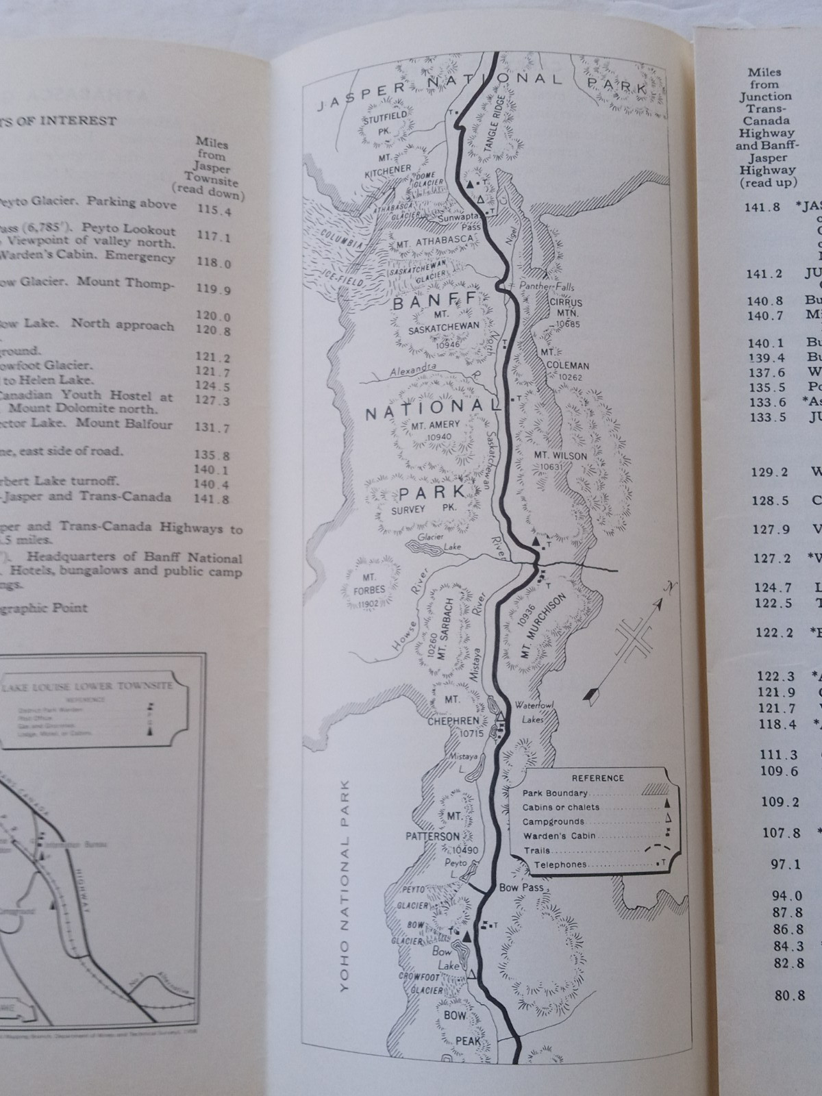 BANFF JASPER and COLUMBIA ICE FIELD HIGHWAY Map 1959 Brochure Alberta Canada