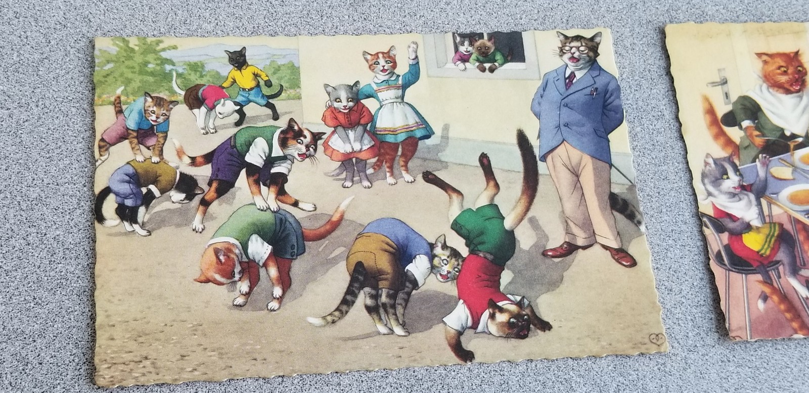12-Vintage 1950s Alfred Mainzer Cat Deckle Edge Postcards Unused Up3