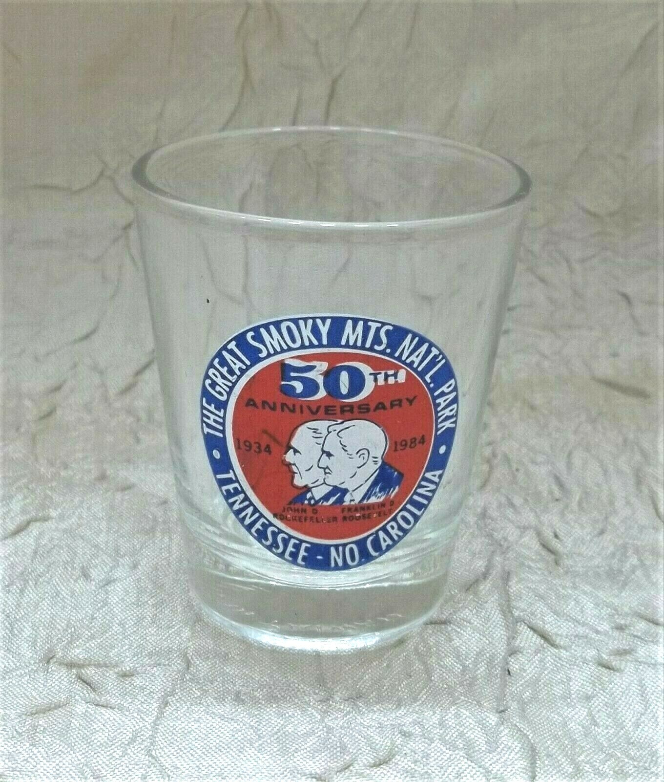 The Great Smoky Mountains National Park 50th Anniversary Vintage Shot Glass 1984