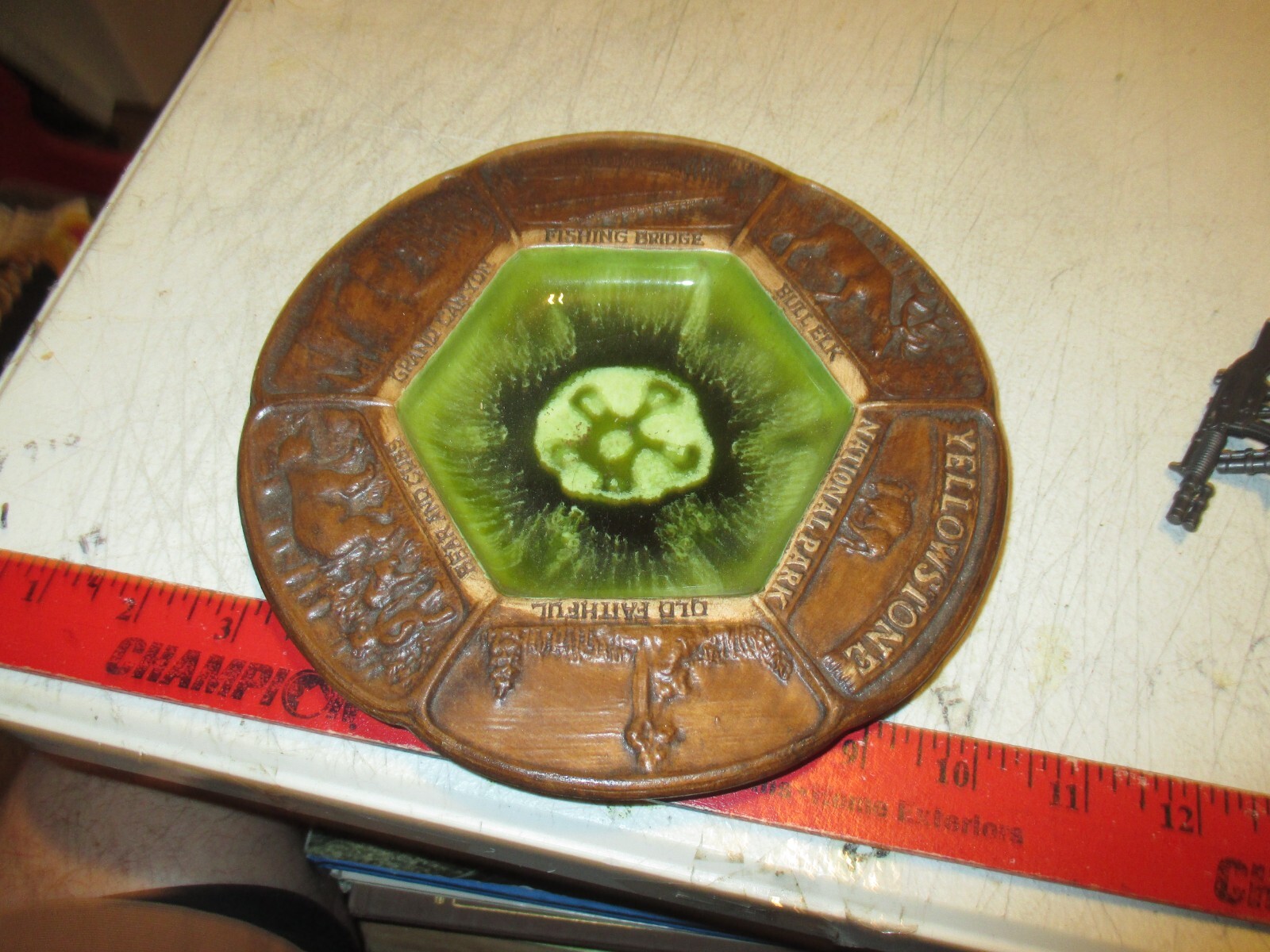 Vintage YELLOWSTONE National Park Treasure Craft Ceramic Trinket Dish Souvenir