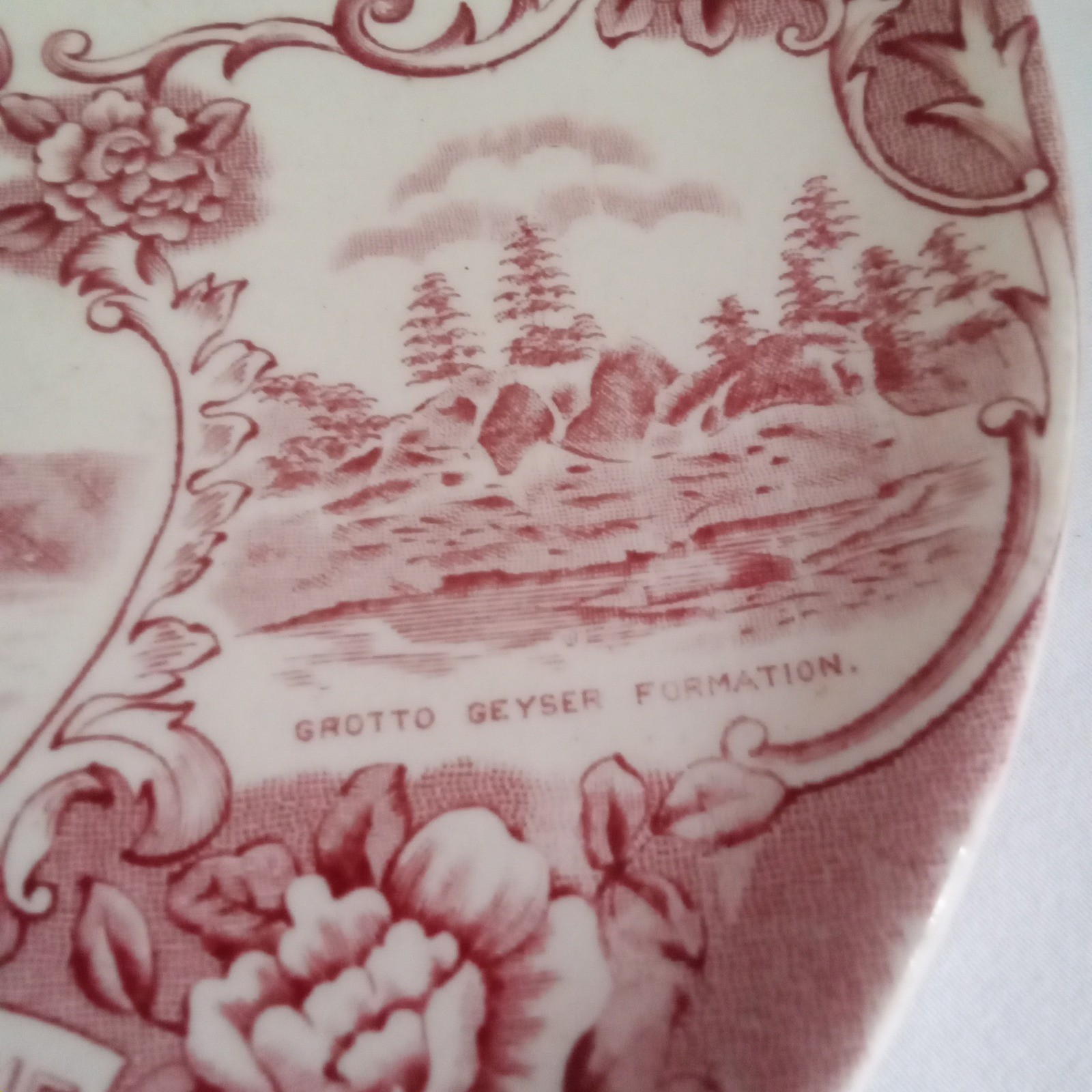 Adams Old English Staffordshire Ware Yellowstone Park Pink Transferware Plate