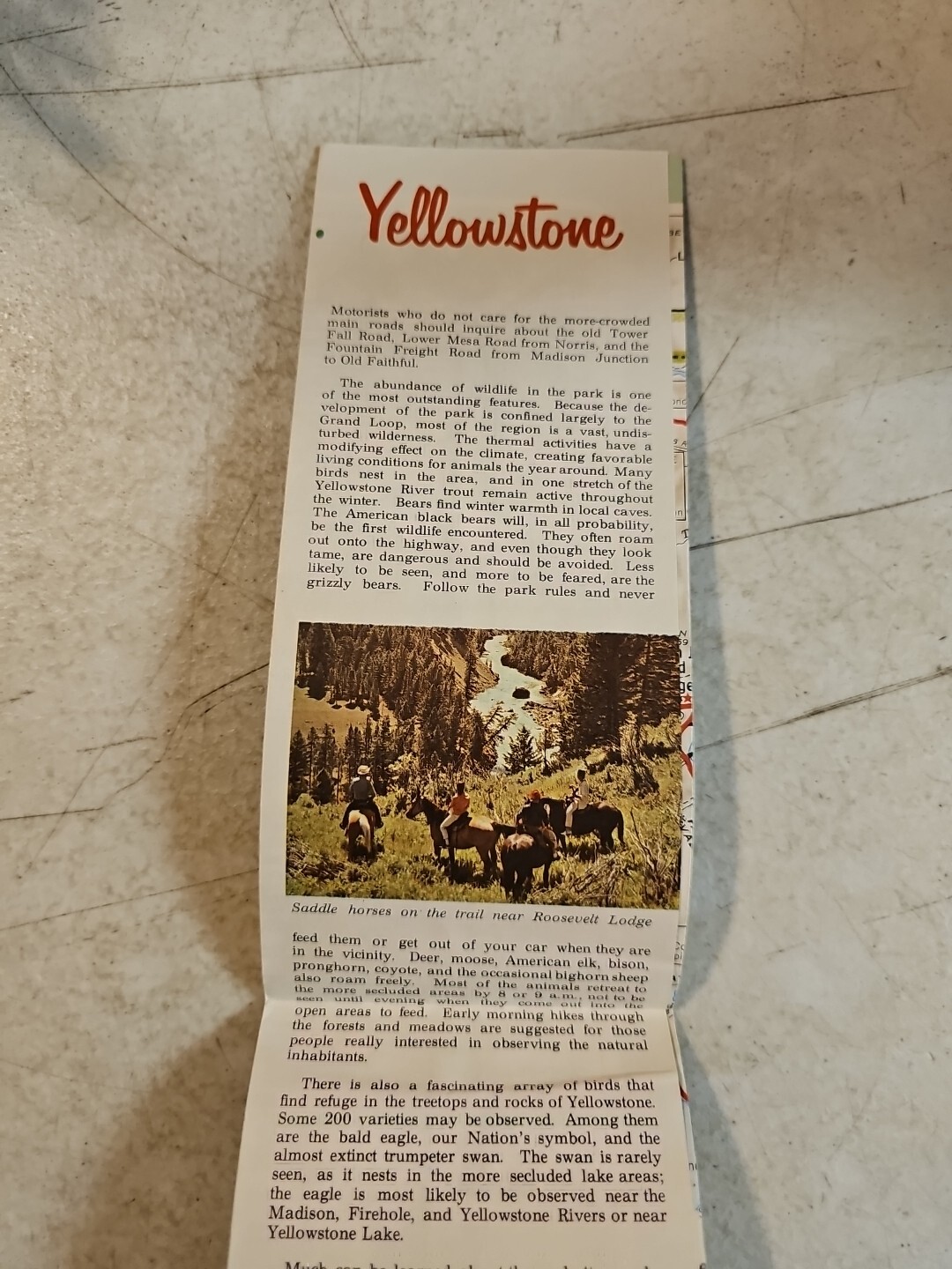 1968 Touraide Map of Yellowstone National Park Conoco Road Map