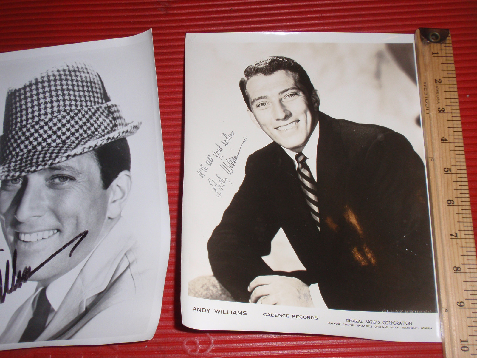 2 VINTAGE 8X10 BLACK & WHITE ENTERTAINMENT PHOTOS ANDY WILLIAMS 1950’S /1960’S