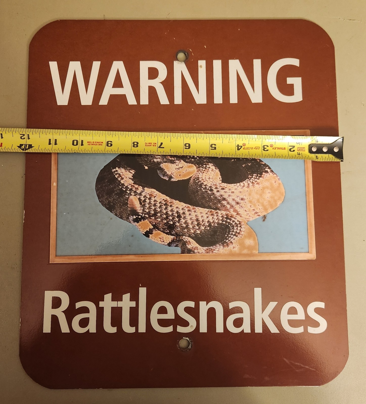 RARE Death Valley National Park WARNING Rattlesnake 14×12 Thick Metal Sign Snake
