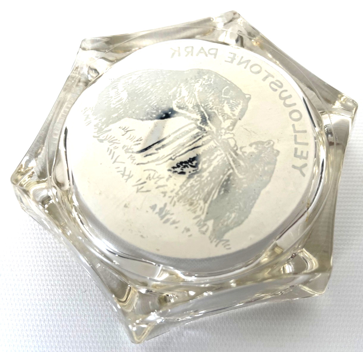 VTG Yellowstone National Park Clear Glass Ashtray Bears