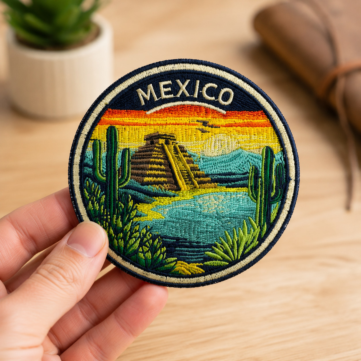 Chichen Itza Mexico Patch 3″ Iron On Embroidered Pyramid Travel Souvenir