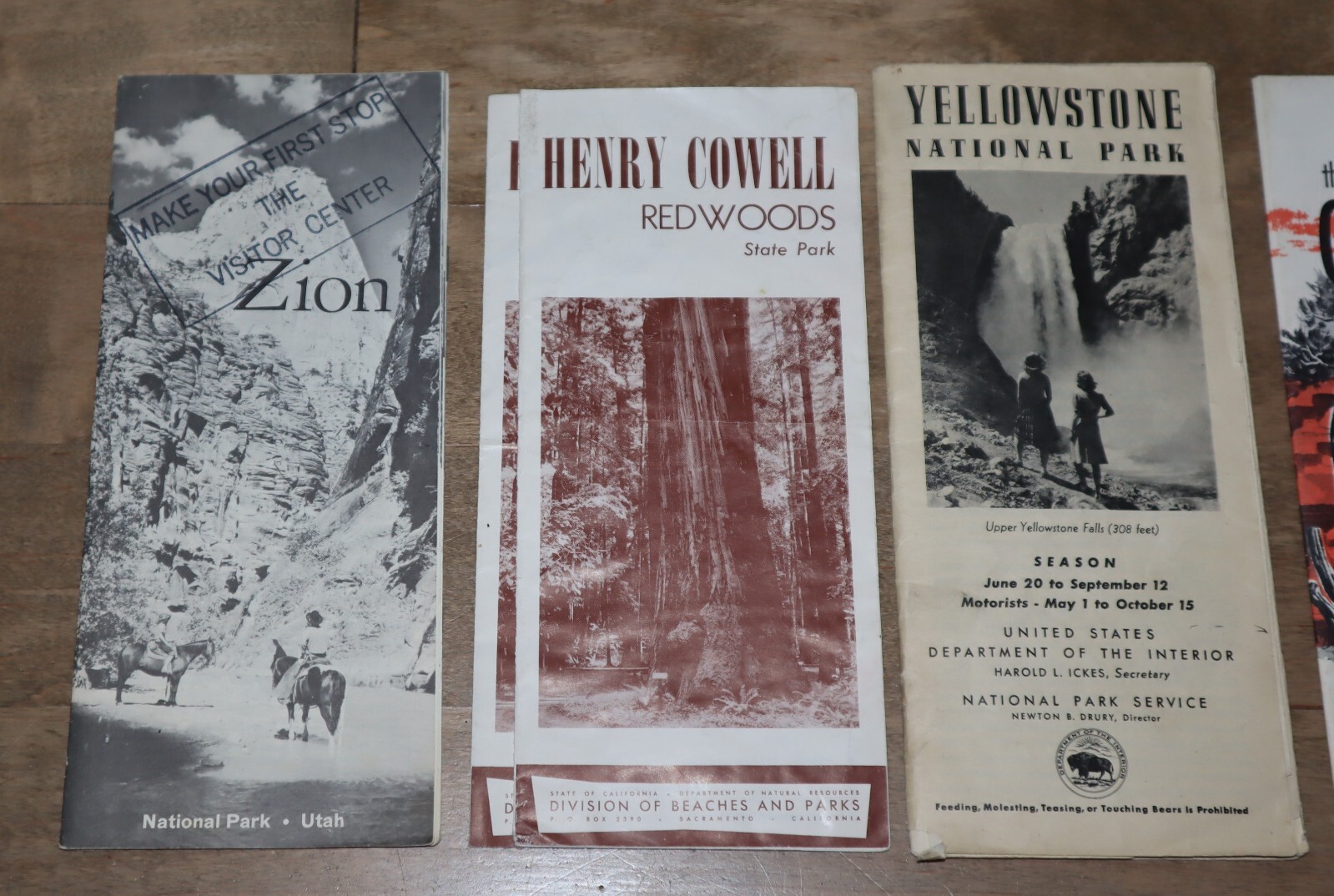 National Park Brochures | *Vintage* Grand Canyon Redwoods Zion Yellowstone Glen