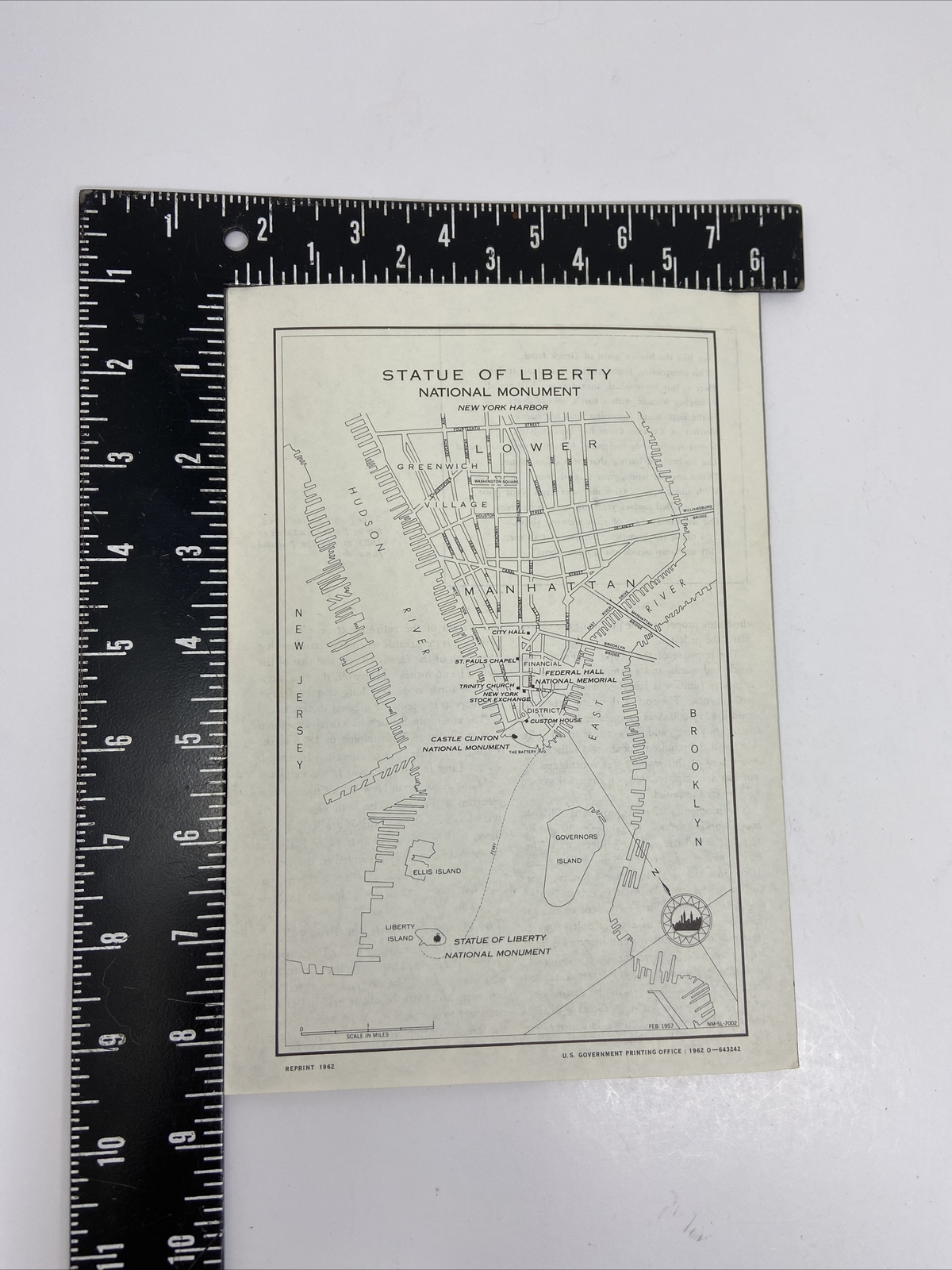 Vintage 1962 Statue of Liberty Pamphlet Brochure with Map National Monument