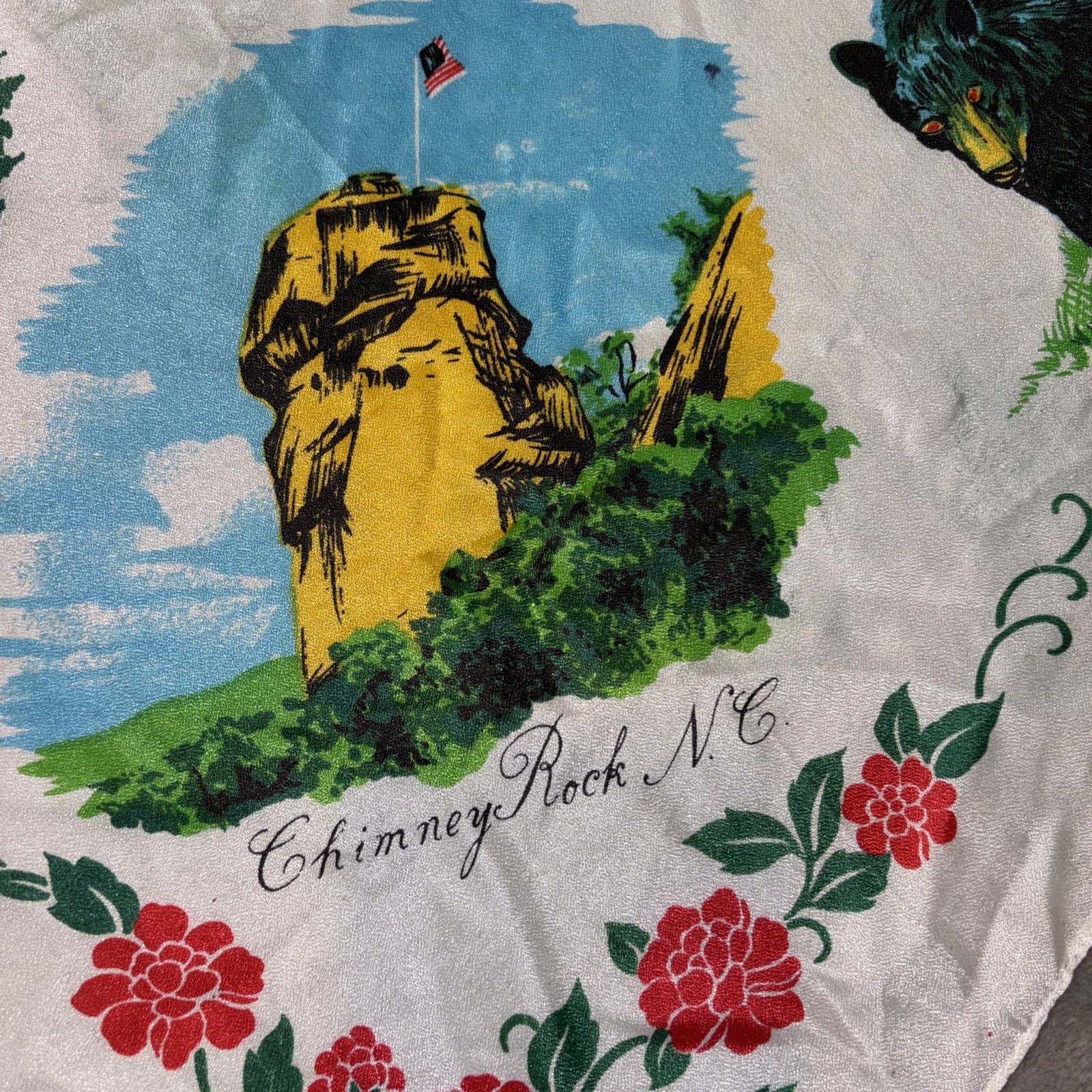Vintage Great Smokie Mountains Scarf Clingman’s Dome The Loop Bear ++ Free Ship