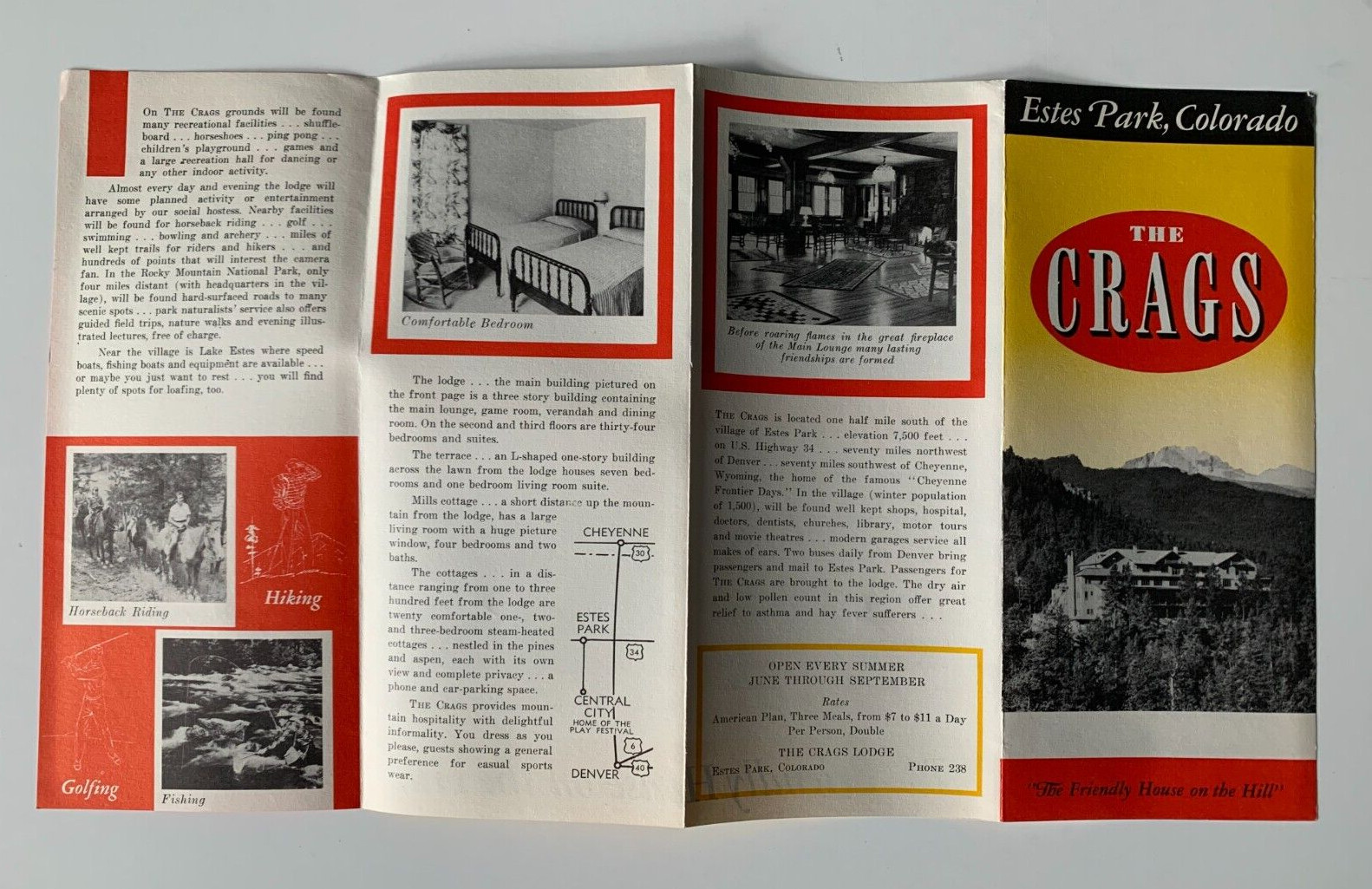 Vintage 1953 Estes Park Colorado Crags Hotel Brochure Letterhead & Rate Card