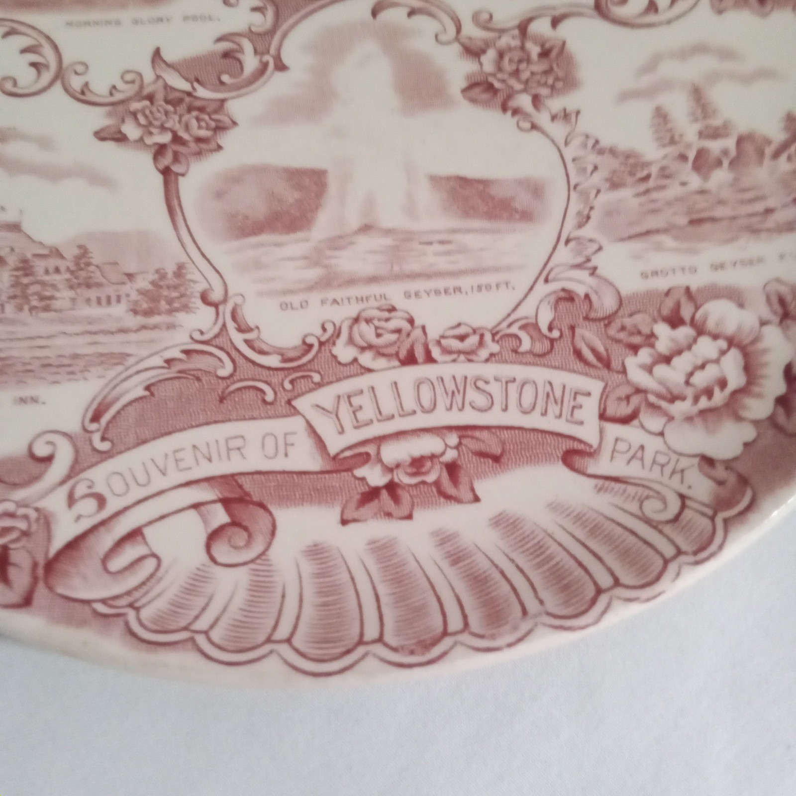 Adams Old English Staffordshire Ware Yellowstone Park Pink Transferware Plate