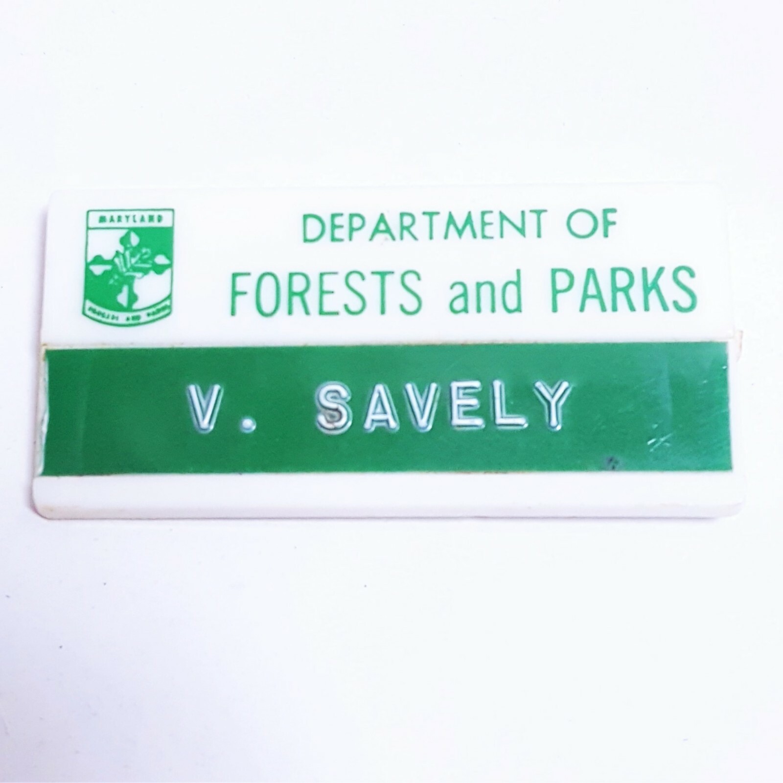 1960s Vintage U.S. Department Of Forests and Parks Service Name Tag Pin Badge