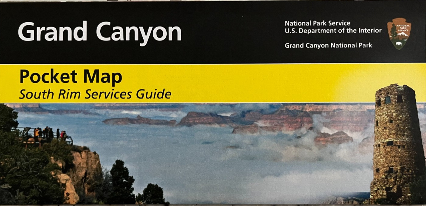 GRAND CANYON S. RIM Pocket Map NATIONAL PARK SERVICE UNIGRID BROCHURE GPO 2025