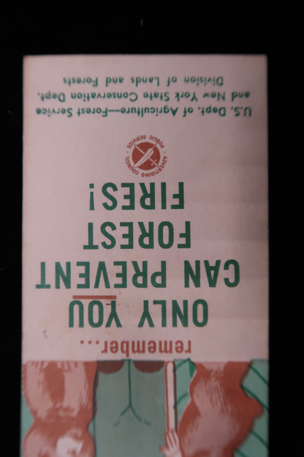 Vtg 1959 US Gov SMOKEY BEAR Bookmark Forest Fire Prevention Rules Die Cut Rare
