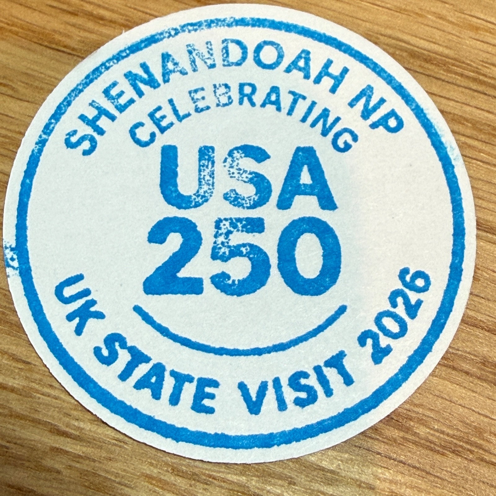 Shenandoah National Park USA 250 UK State Visit 2026 Passport Stamp-King Charles