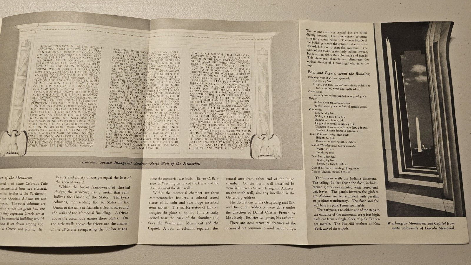 Official 1961 National Park Service LINCOLN MEMORIAL Pamphlet Washington D.C.