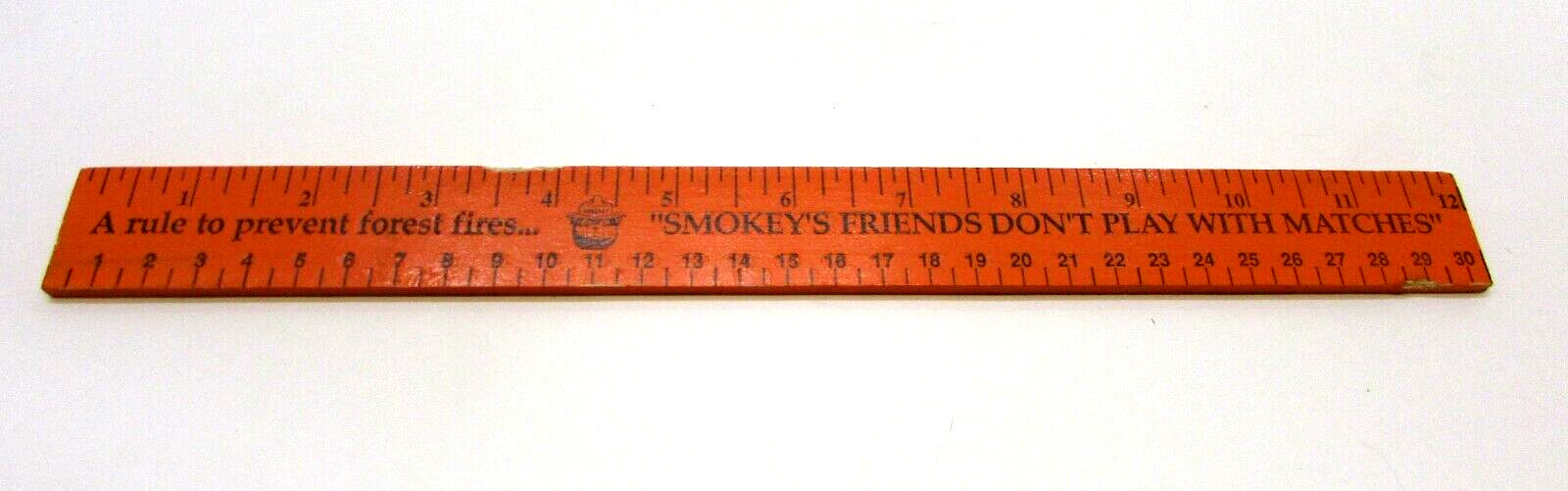 Vintage 1970’s Smokey The Bear Prevent Forest Fires Old Orange Wood School Ruler