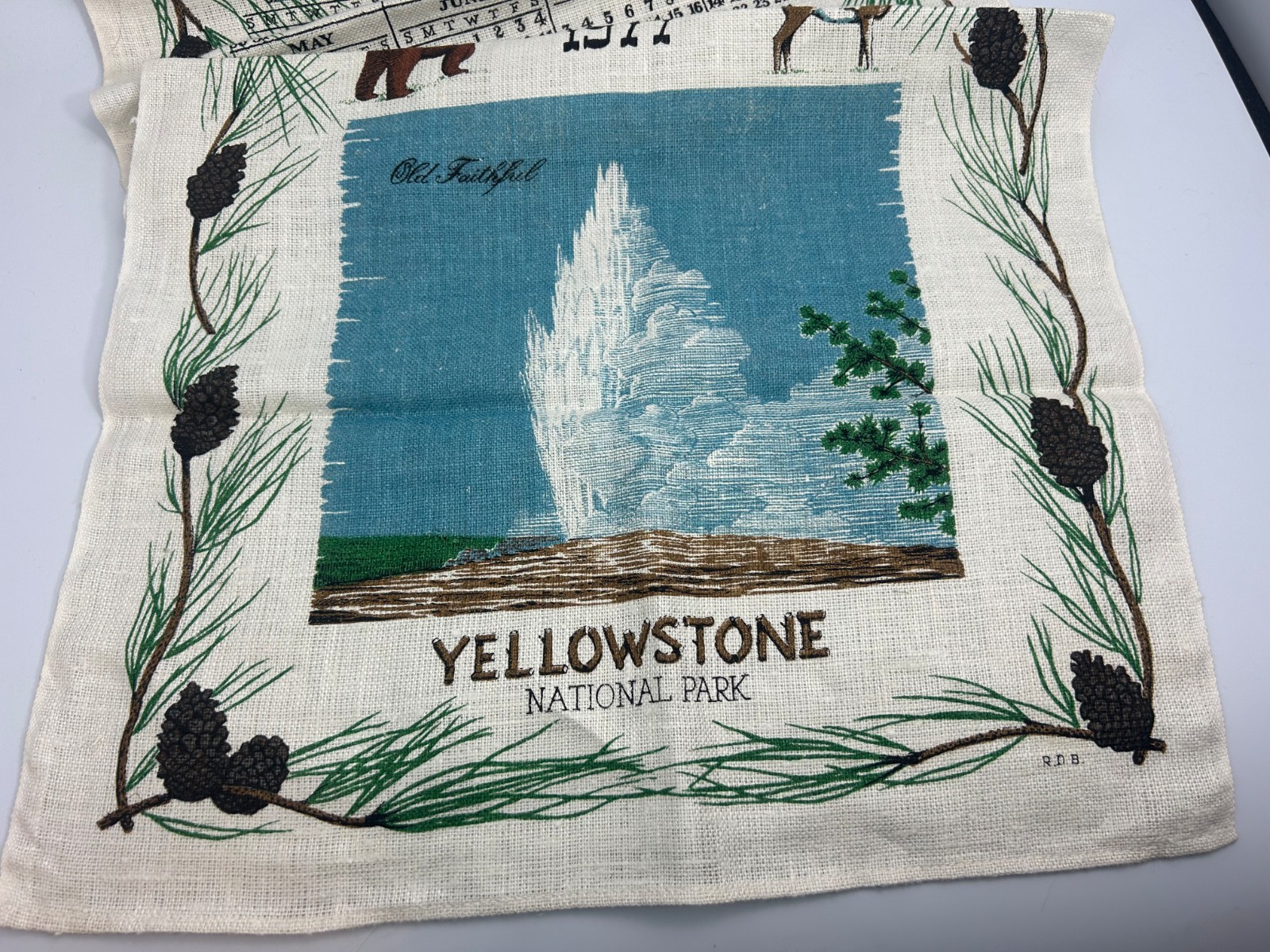 Vintage R.D.B Yellowstone National Park Calendar 1977 Wall Hanging