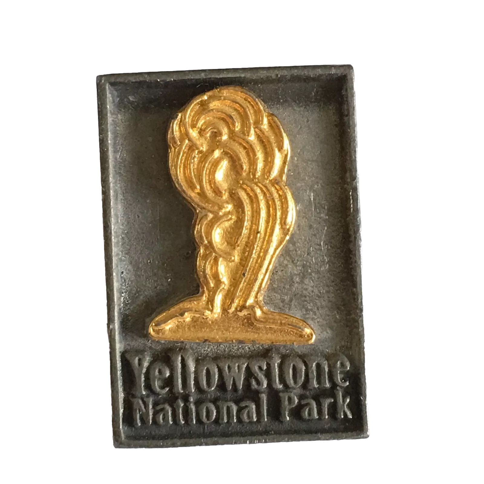 Vtg Yellowstone National Park Geyser Lapel Pin Pewter Gold Tone A138