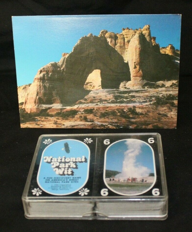 Vintage 1985 National Park Wit Quiz Playing Cards + White Mesa Natural Bridge PC