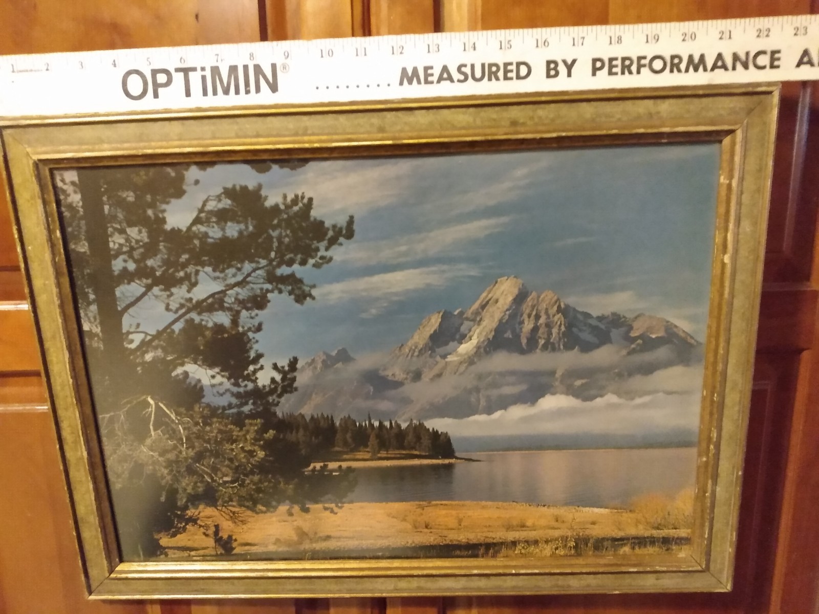 OLD Mount Moran Grand Teton Nat Park WY Framed Behind Glass Print 16.5″ x 22.5″!
