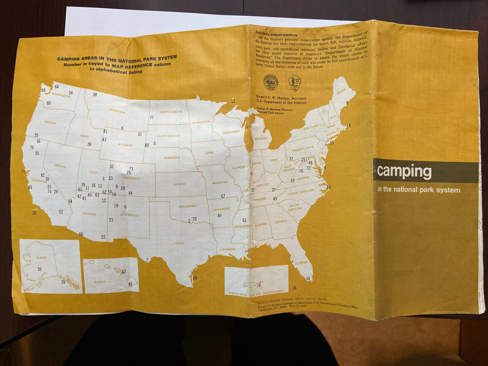 1971 Vintage U.S. Camping In The National Park Visitors Guide Fold Out Brochure!