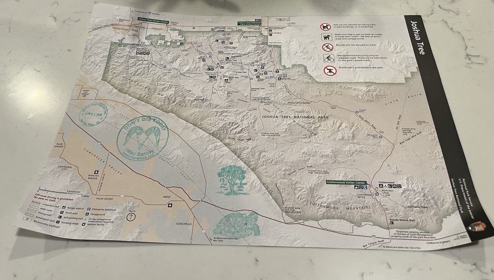 Joshua Tree National Park Map With All Stamps