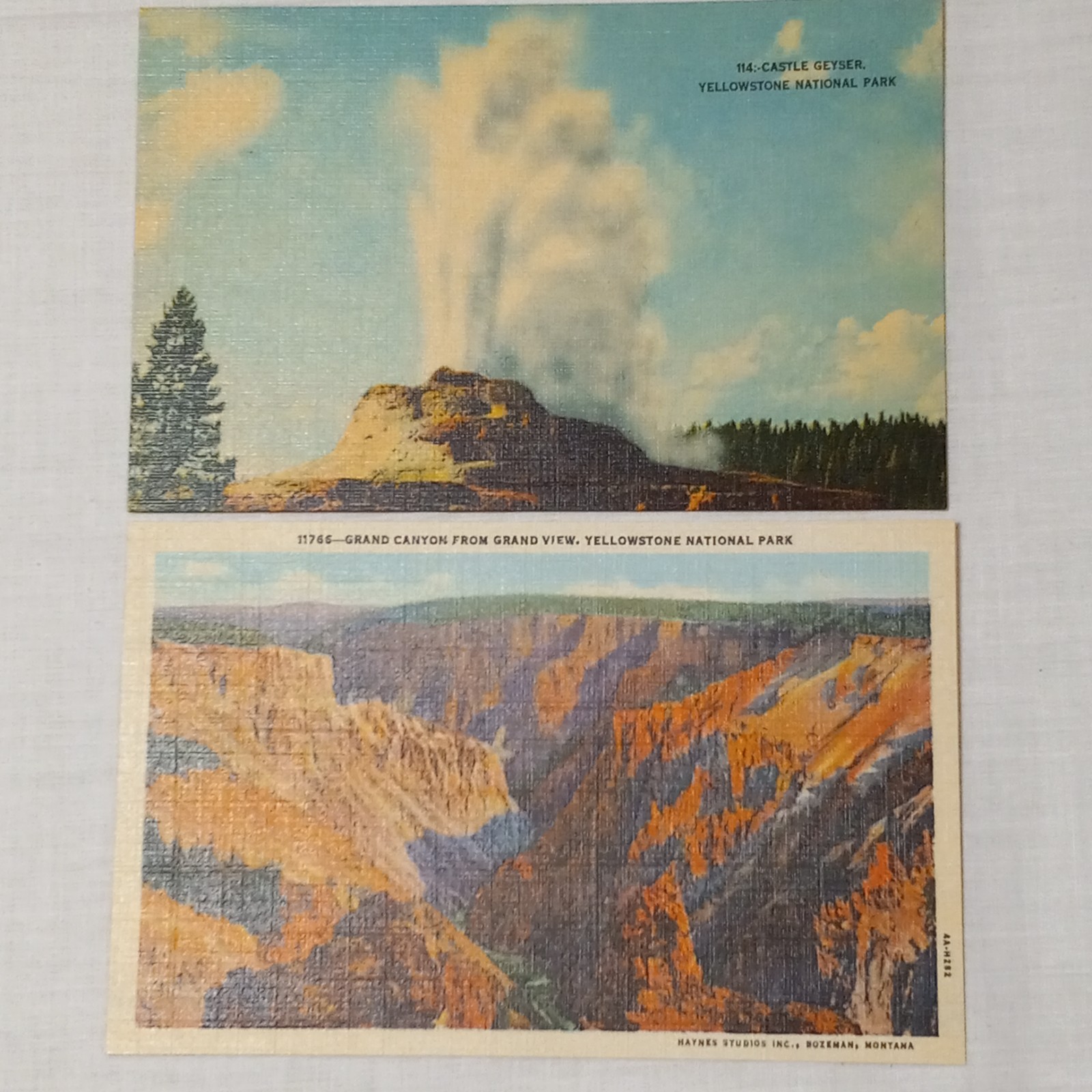 1950 Yellowstone National Park Ticket Permit + 9 Unposted Linen Postcards
