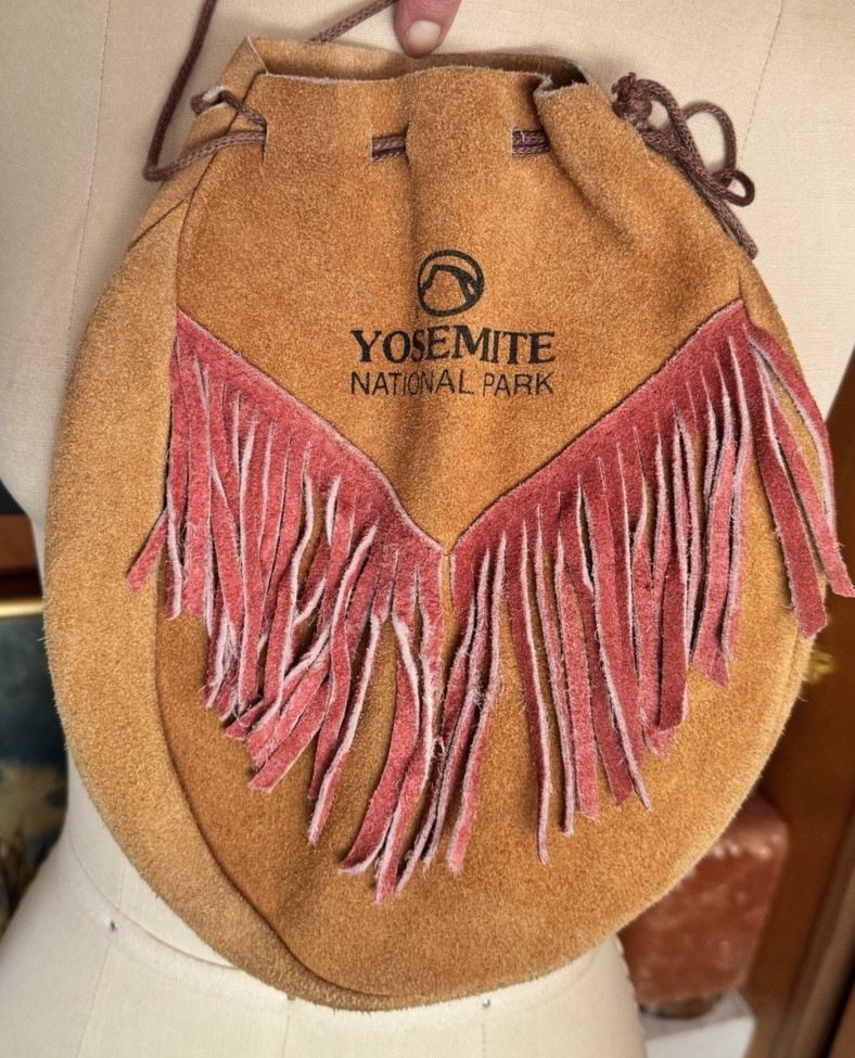 Vintage Yosemite National Park Souvenir Leather suede Pouch 10.5″ x 9″ wide