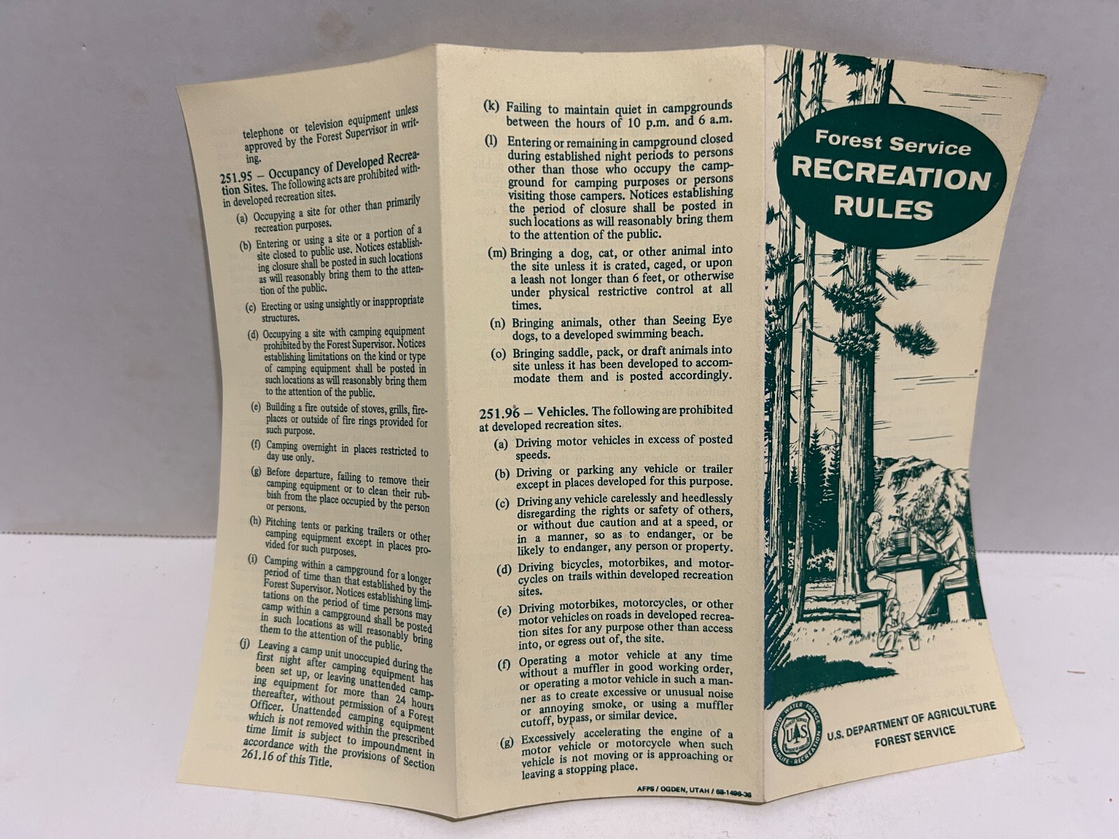 Forest Service Recreation Rules Brochure Pamphlet 1967 USDA NM