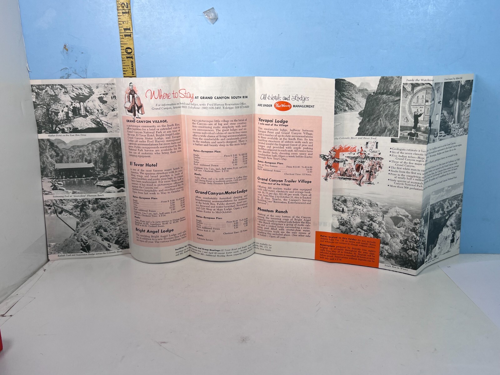 1968 Grand Canyon Arizona National Park Fred Harvey Hotels Brochure