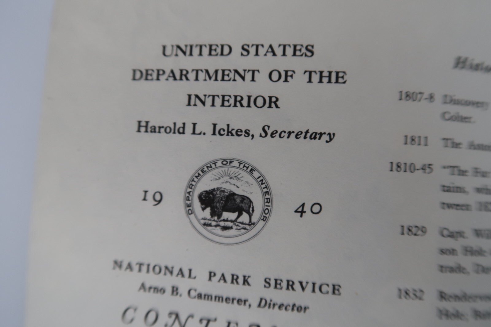 Vtg Grand Teton National Park Wyoming booklet 1940 Dept of Interior Ephemera