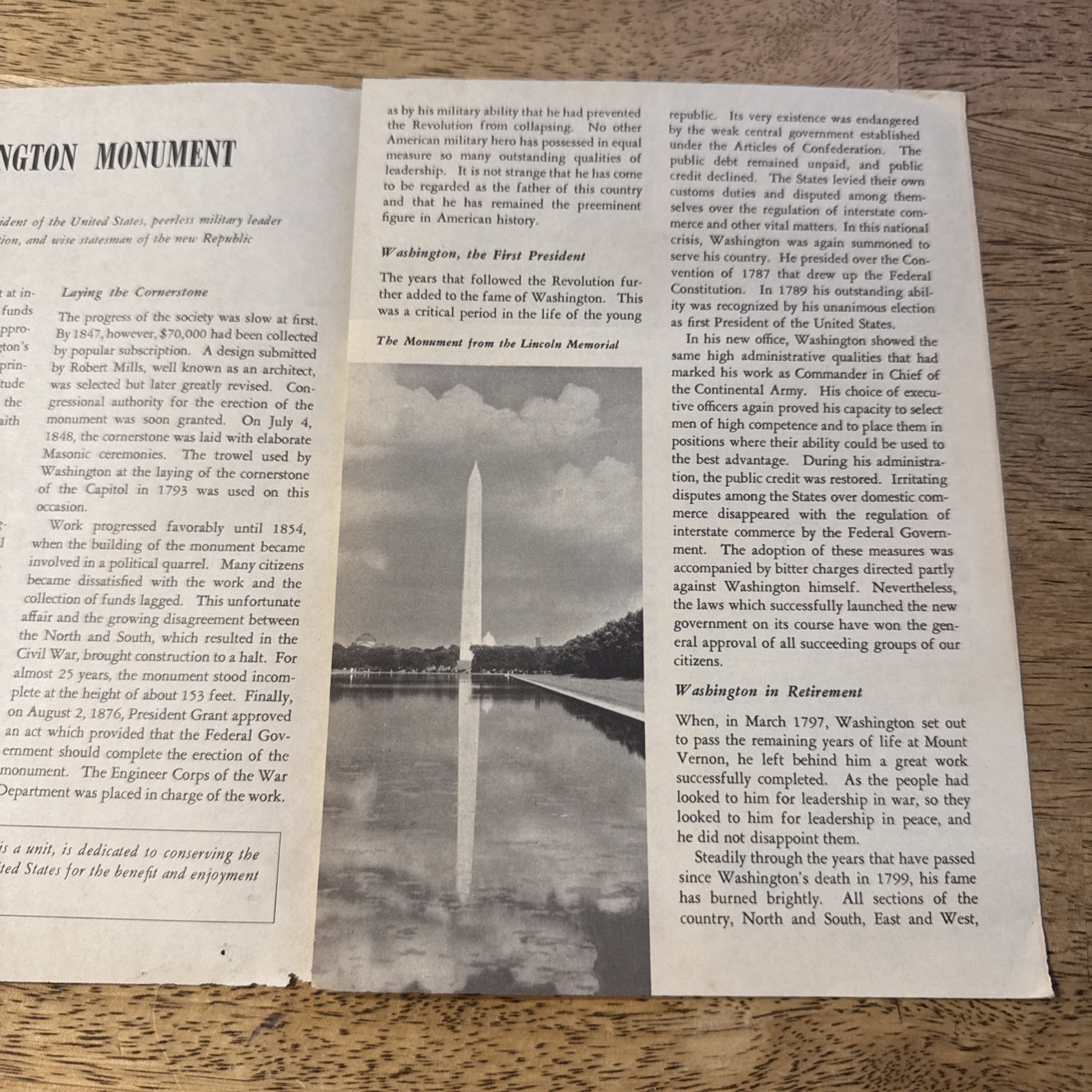 1964 Washington Monument Washington DC Travel Brochure National Park Vintage