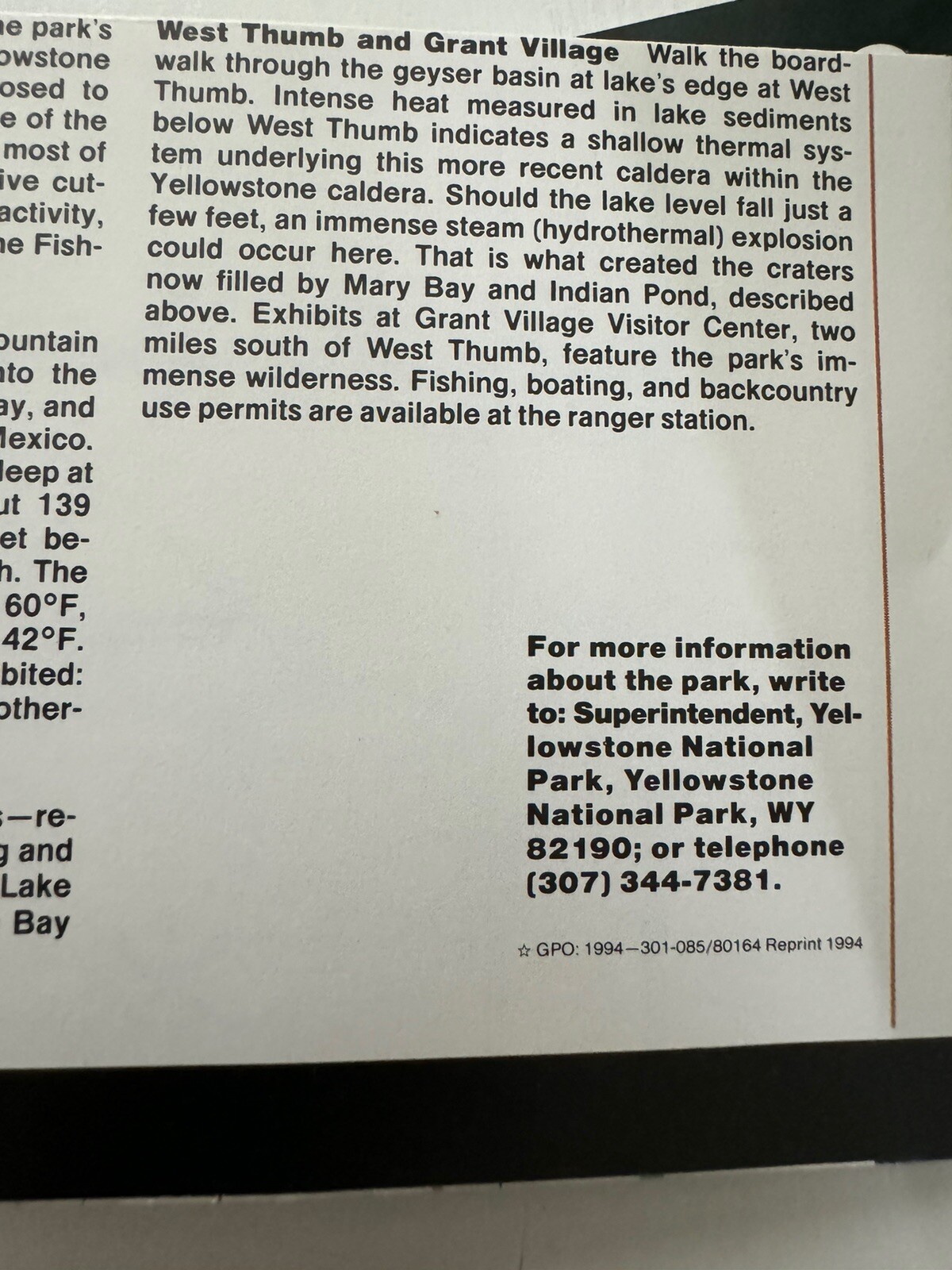 Vtg LOT Yellowstone National Park Official 2 Map and Guide 1994 Roadside Geology