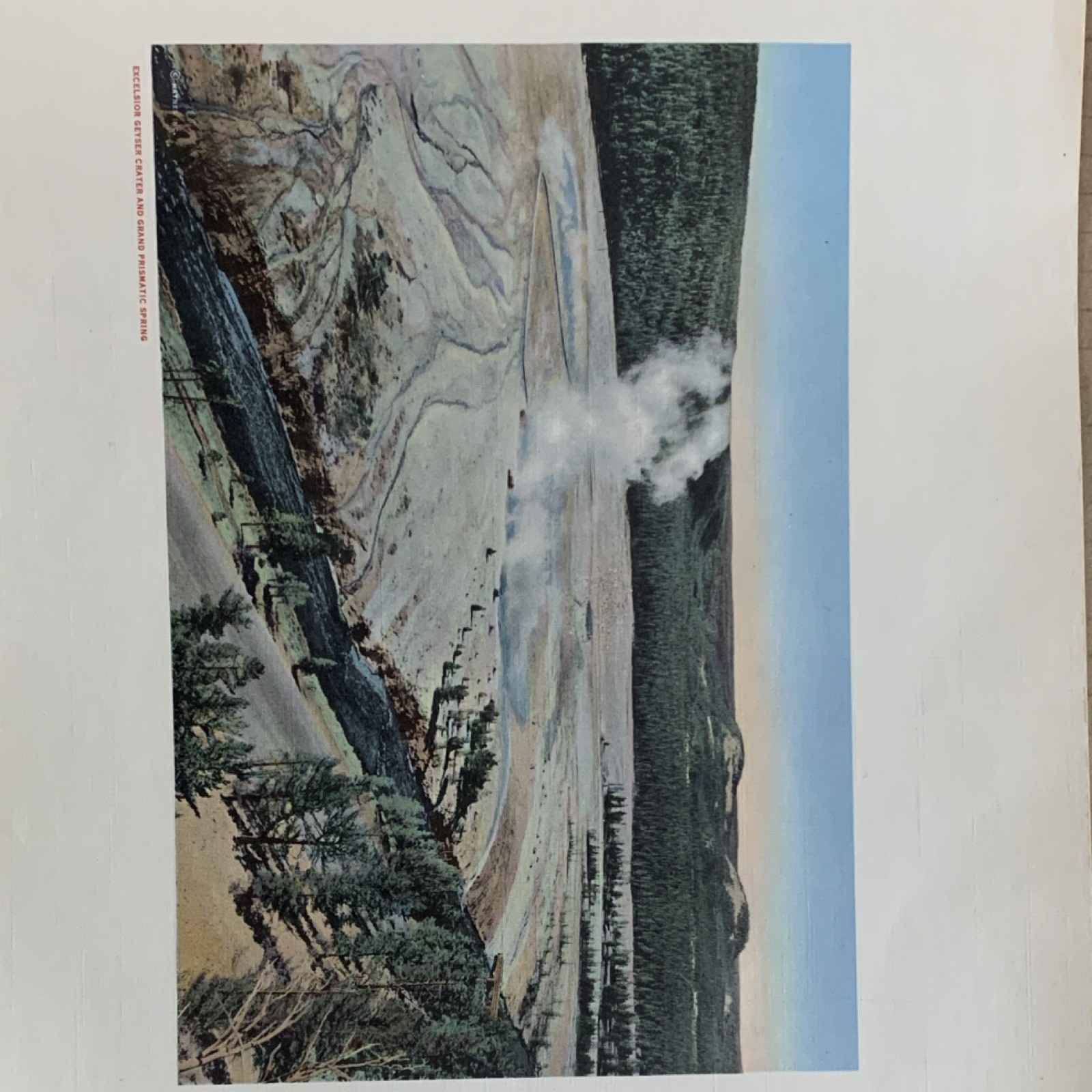 Framed Vintage Yellowstone National Park Print Grand Prismatic Spring