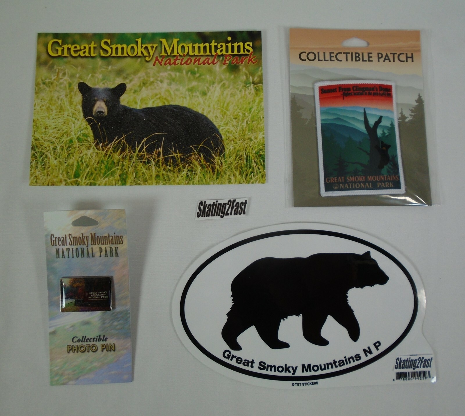 Great Smoky Mountains National Park Black Bear Postcard Patch Pin Sticker