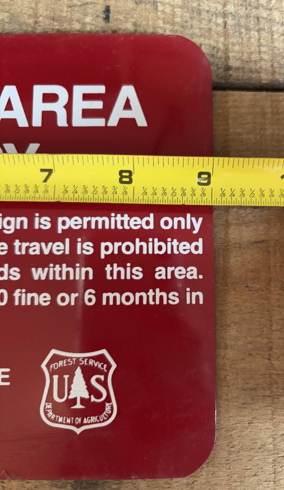 Vintage Red US Dept Of Agriculture Forest Service RESTRICTED AREA BOUNDARY Sign