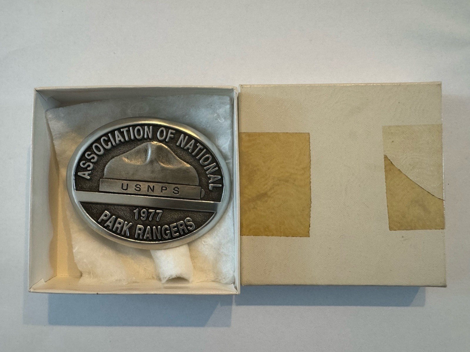 Belt Buckle – Vintage 1977 Assoc. National Park Rangers. SN# 5. NEW IN BOX