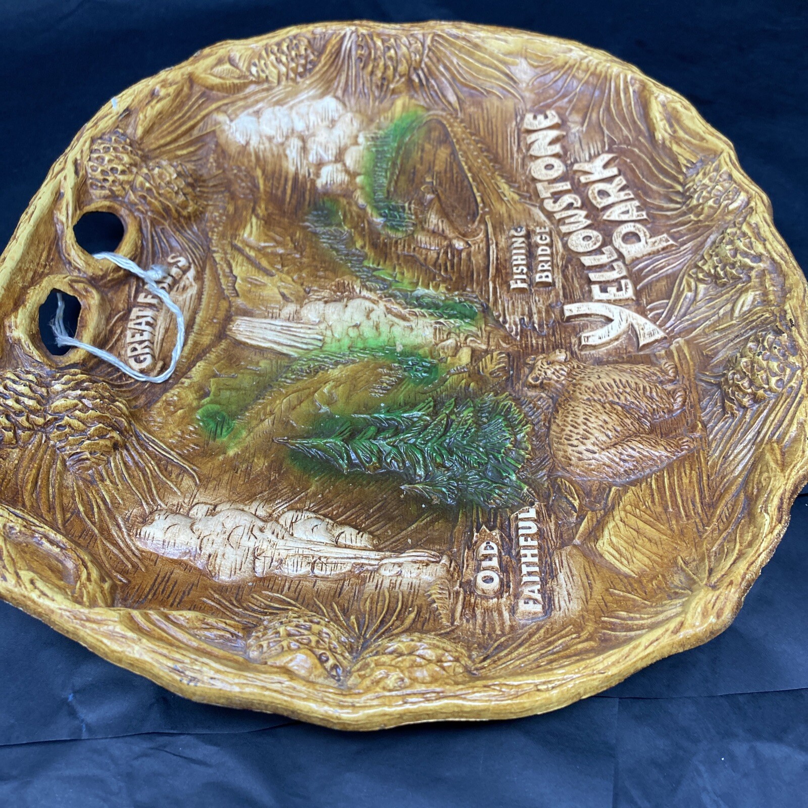 Vintage Taco Yellowstone Park Souvenir Plate Bowl 3D Retro Cabin Decor