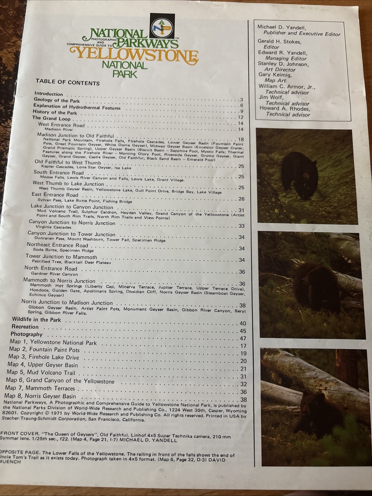 National Parkways Yellowstone National Park Souvenir Guide Book (1971/PB)