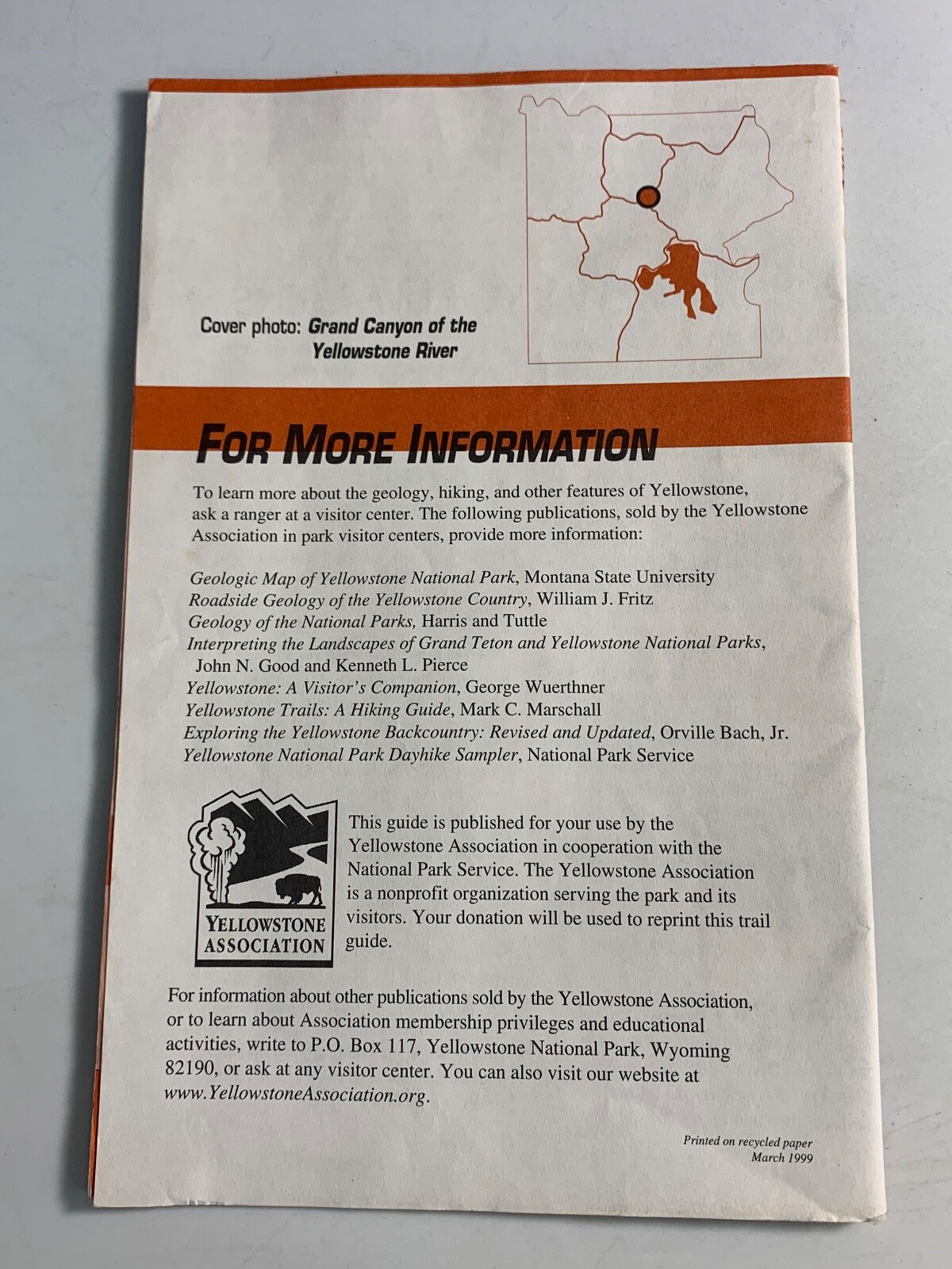 YELLOWSTONE NATIONAL PARK Maps 1992-1993 Lot of 2 – Official Guide & Canyon Map