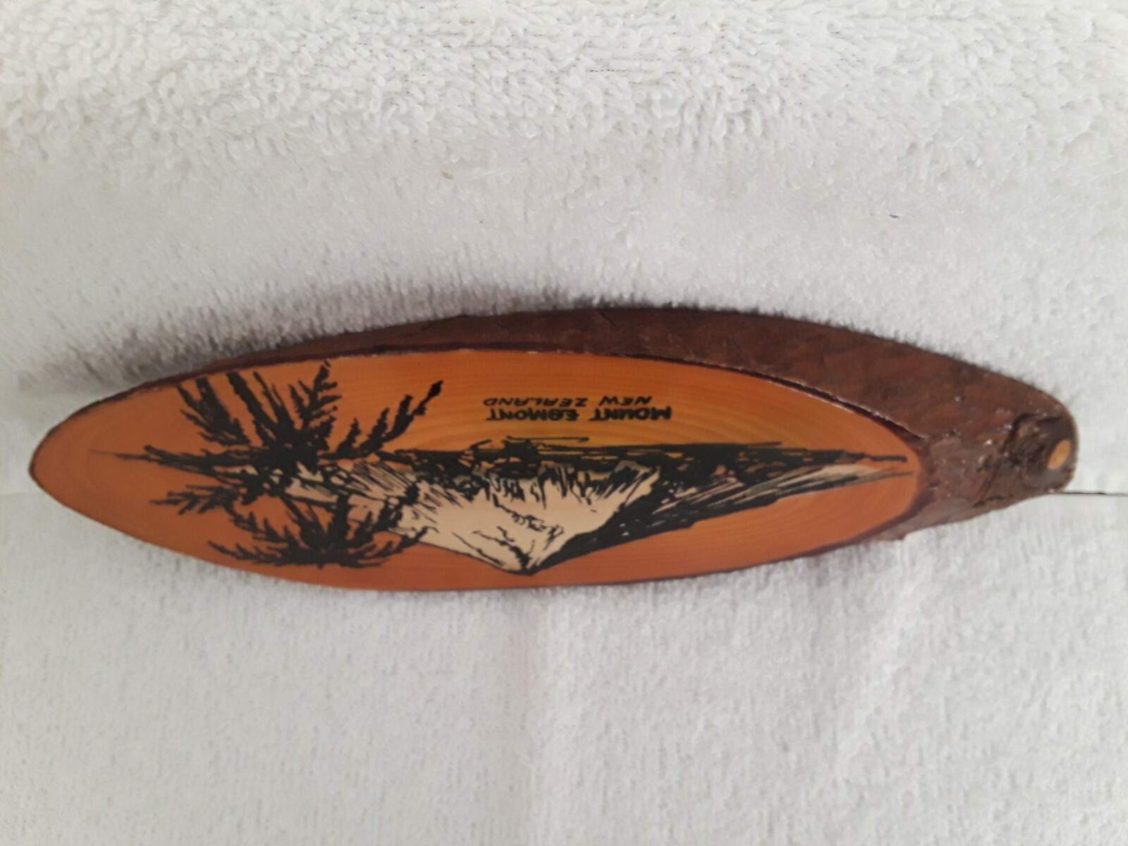 Vtg “MOUNT EGMONT” NEW ZEALAND Pine Wood Slice Wall Plaque Collectable Souvenir