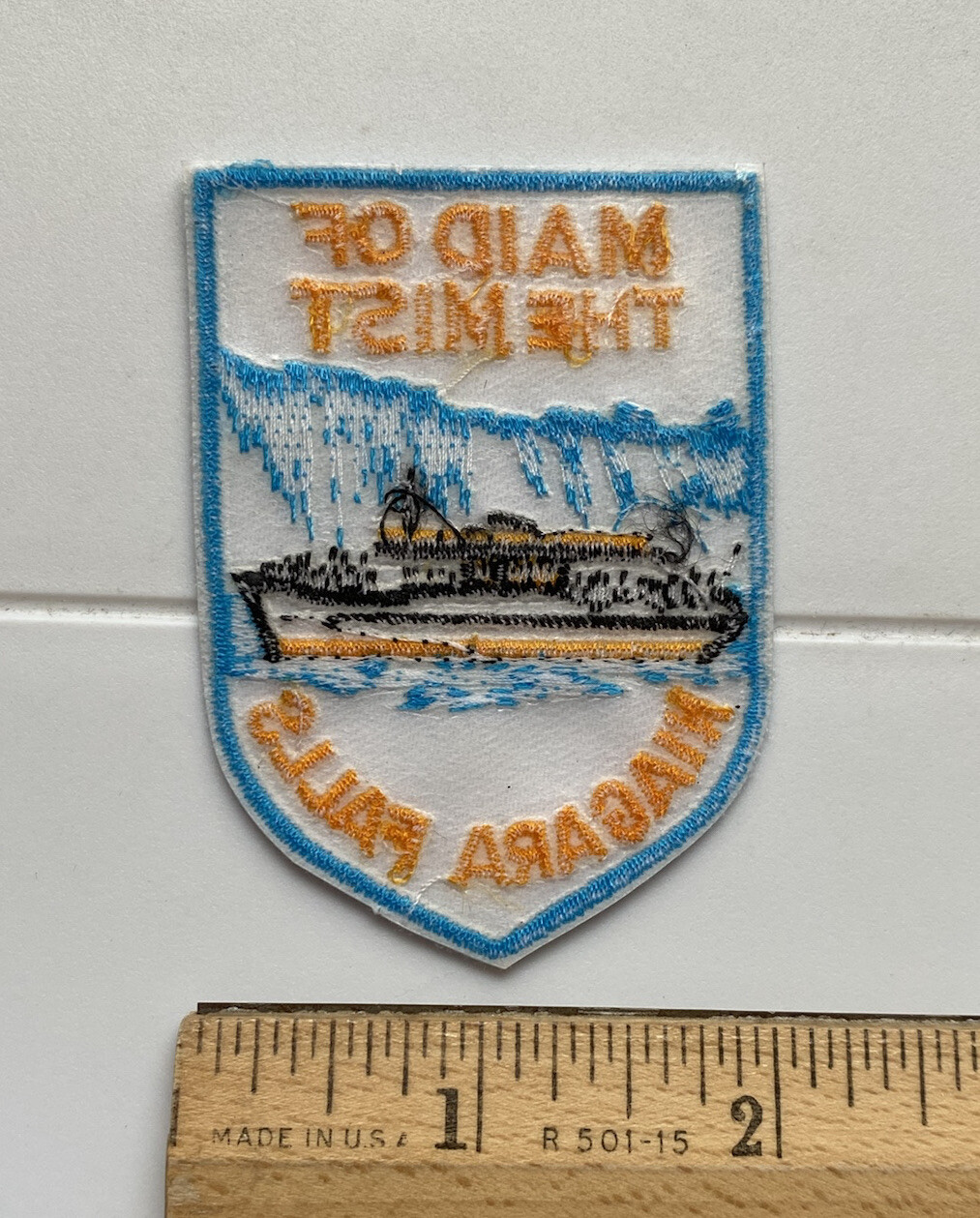 Maid of the Mist Niagara Falls New York Tour Boat White Embroidered Patch Badge