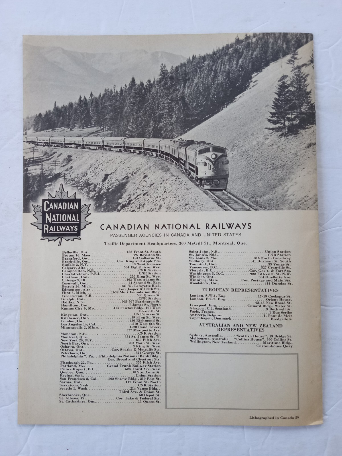 JASPER PARK LODGE Alberta 1959 Rates Information Book Canadian National Railways