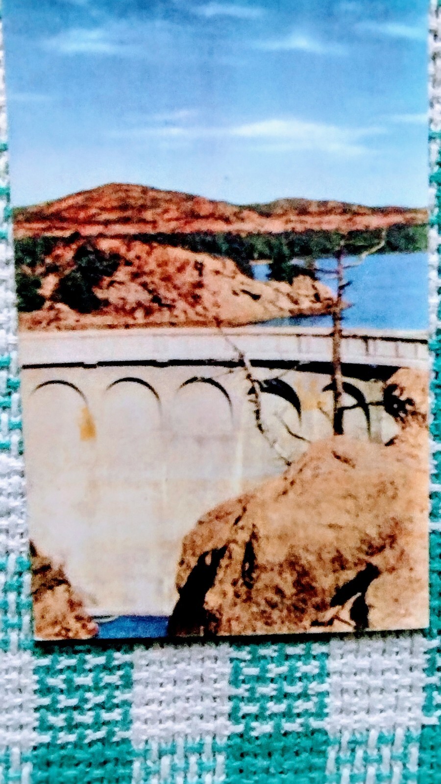 VINTAGE POST CARD QUANNAH PARKER DAM CRATERVILLE PARK OKLA.